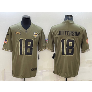 Nike Minnesota Vikings 18 Justin Jefferson Olive 2022 Salute To Service Limited Men Jersey