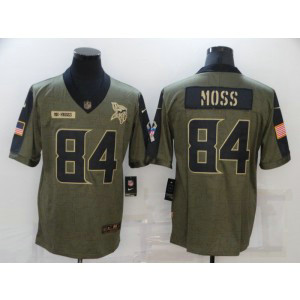 Nike Minnesota Vikings 84 Randy Moss 2021 Olive Salute To Service Limited Men Jersey