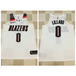 Nike NBA Blazers 0 Damian Lillard White Home Men Jersey