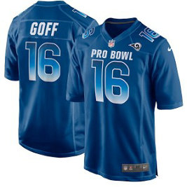 Nike NFC Rams 16 Jared Goff Royal 2019 Pro Bowl Game Men Jersey