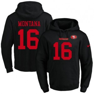 Nike NFL 49ers 16 Joe Montana Black Men Pullover Hoodie