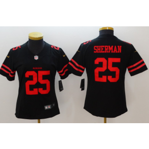 Nike NFL 49ers 25 Richard Sherman Black Vapor Untouchable Limited Women Jersey