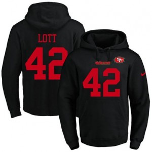 Nike NFL 49ers 42 Ronnie Lott Black Men Pullover Hoodie