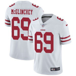 Nike NFL 49ers 69 Mike McGlinchey 2018 NFL Draft White Vapor Untouchable Limited Men Jersey