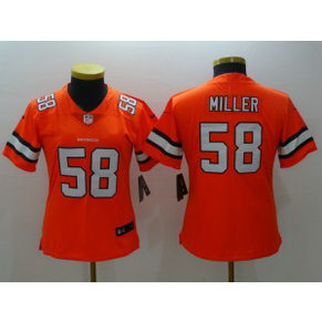 Nike NFL Broncos 58 Von Miller Orange Color Rush Women Jersey