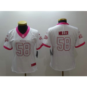 Nike NFL Broncos 58 Von Miller White Pink Women Jersey