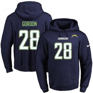 Nike NFL Chargers 28 Melvin Gordon Dark Blue Men Pullover Hoodie