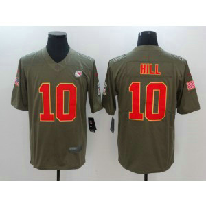 Nike NFL Chiefs 10 Tyreek Hill Olive Salute To Service Limited Men Jersey