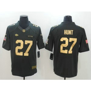 Nike NFL Chiefs 27 Kareem Hunt Anthracite Gold Salute To Service Limited Men Jersey