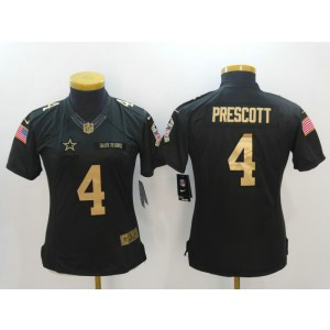 Nike NFL Cowboys 4 Dak Prescott Anthracite Gold Salute to Service Women Jersey