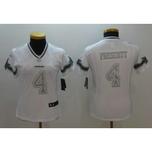 Nike NFL Cowboys 4 Dak Prescott White Platinum Women Jersey