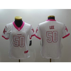 Nike NFL Cowboys 50 Sean Lee White Pink Women Jersey