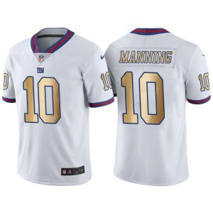 Nike NFL Giants 10 Eli Manning White Color Rush Gold Limited Jersey