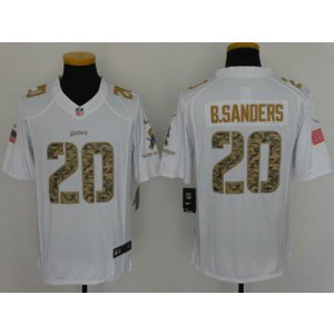 Nike NFL Lions 20 Barry Sanders White Salute to Service Limited Jersey