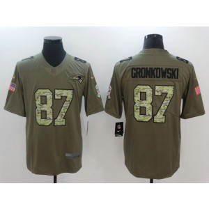 Nike NFL Patriots 87 Rob Gronkowski Olive Camo Salute To Service Limited Men Jersey