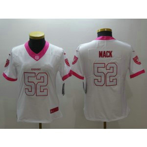 Nike NFL Raiders 52 Khalil Mack White Pink Women Jersey