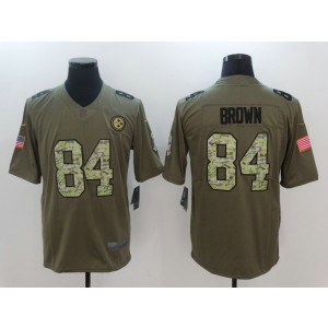 Nike NFL Steelers 84 Antonio Brown Olive Camo Salute To Service Limited Men Jersey