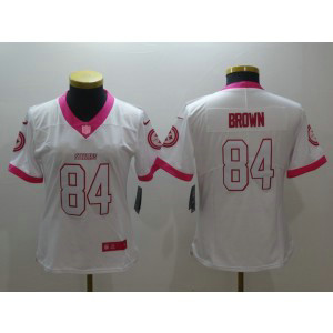 Nike NFL Steelers 84 Antonio Brown White Pink Women Jersey