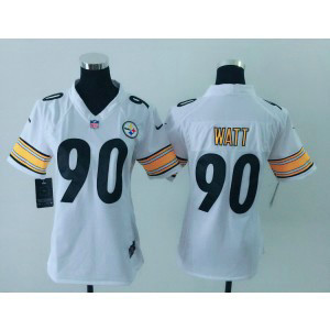Nike NFL Steelers 90 T.J. Watt White Women Jersey