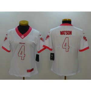 Nike NFL Texans 4 Deshaun Watson White Pink Women Jersey