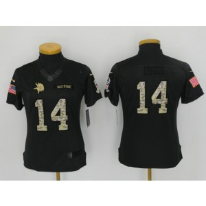 Nike NFL Vikings 14 Stefon Diggs Anthracite 2016 Salute to Service Women Jersey
