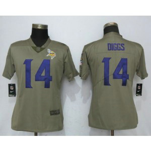 Nike NFL Vikings 14 Stefon Diggs Olive 2017 Salute To Service Limited Women Jersey