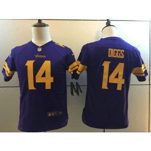 Nike NFL Vikings 14 Stefon Diggs Purple Color Rush Youth Jersey