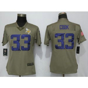 Nike NFL Vikings 33 Dalvin Cook Olive 2017 Salute To Service Limited Women Jersey