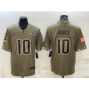 Nike New England Patriots 10 Mac Jones Olive 2022 Salute To Service Limited Men Jersey