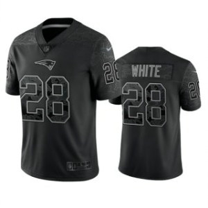 Nike New England Patriots 28 James White Black Reflective Vapor Limited Men Jersey