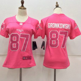 Nike New England Patriots 87 Rob Gronkowski Pink Fashion Limited Women Jersey