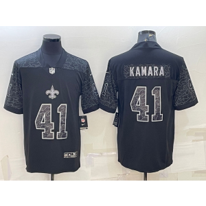 Nike New Orleans Saints 41 Alvin Kamara Black Reflective Vapor Limited Men Jersey