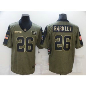 Nike New York Giants 26 Saquon Barkley 2021 Olive Salute To Service Limited Men Jersey