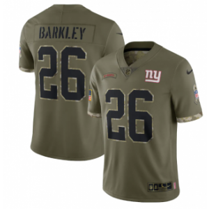 Nike New York Giants 26 Saquon Barkley Olive 2022 Salute To Service Limited Men Jersey