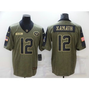 Nike New York Jets 12 Joe Namath 2021 Olive Salute To Service Limited Men Jersey
