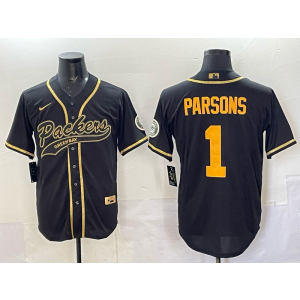 Nike Packers 1 Parsons Black Yellow Baseball Vapor Limited Men Jersey