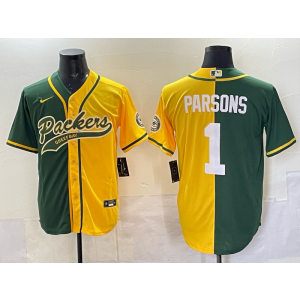 Nike Packers 1 Parsons Green Yellow Split Baseball Vapor Limited Men Jersey