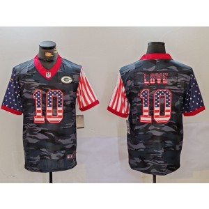 Nike Packers 10 Jordan Love Black USA Flag Vapor Limited Men Jersey