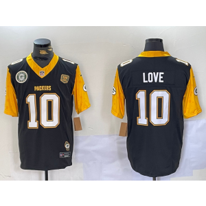 Nike Packers 10 Jordan Love Patch Black F.U.S.E. Vapor Limited Men Jersey with Patch