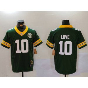 Nike Packers 10 Love Green Team Logo F.U.S.E. Vapor Limited Men Jersey