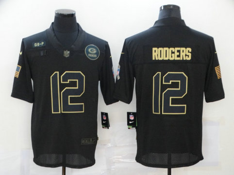 Nike Packers 12 Aaron Rodgers Black 2020 Salute To Service Limited Jersey