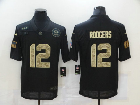 Nike Packers 12 Aaron Rodgers Black Camo 2020 Salute To Service Limited Jersey