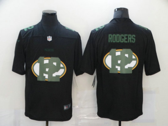 Nike Packers 12 Aaron Rodgers Black Shadow Logo Limited Jersey
