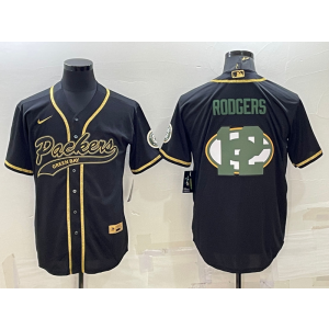 Nike Packers 12 Aaron Rodgers Black Vapor Baseball Logo Limited Men Jersey