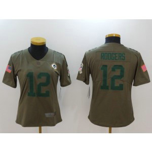 Nike Packers 12 Aaron Rodgers Olive 2017 Salute To Service Limited Women Jersey