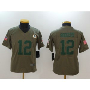 Nike Packers 12 Aaron Rodgers Olive 2017 Salute To Service Limited Youth Jersey