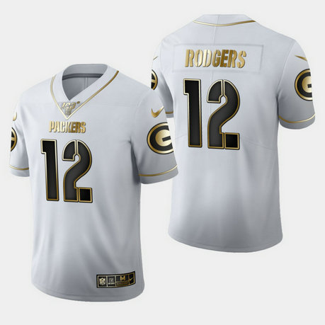 Nike Packers 12 Aaron Rodgers White 100th Season Vapor Untouchable Limited Jersey