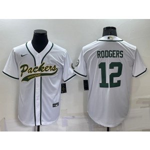 Nike Packers 12 Aaron Rodgers White Vapor Baseball Limited Men Jersey