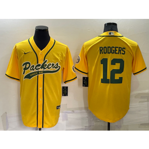 Nike Packers 12 Aaron Rodgers Yellow Vapor Baseball Limited Men Jersey