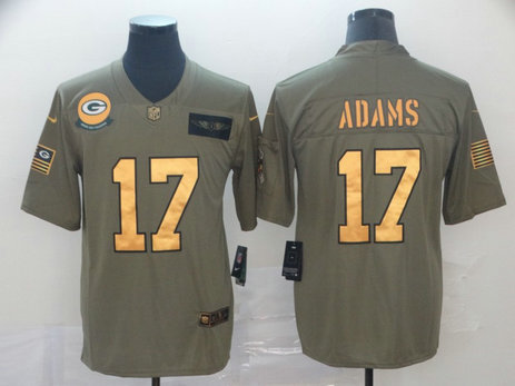 Nike Packers 17 Davante Adams 2019 Olive Gold Salute To Service Limited Jersey